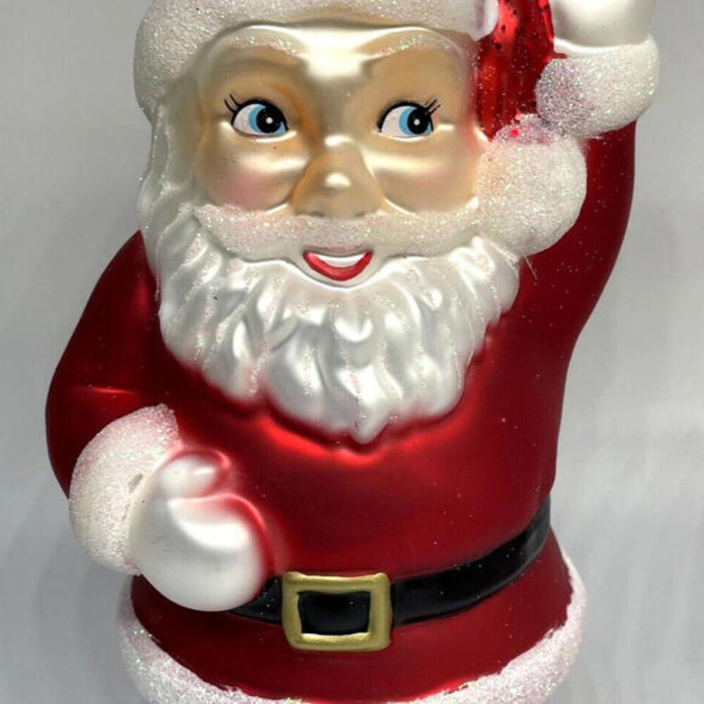 Santa 8"‎ Large Glass Christmas Ornament Vintage Raz Imports Eric Cortina in Box